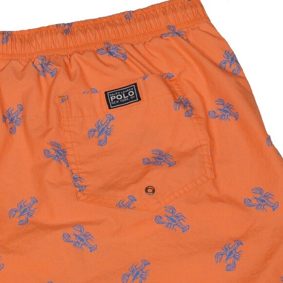 NEW Vintage Polo Ralph Lauren Bathing Suit! XL or XXL Orange With Blue Lobsters - Picture 2 of 5